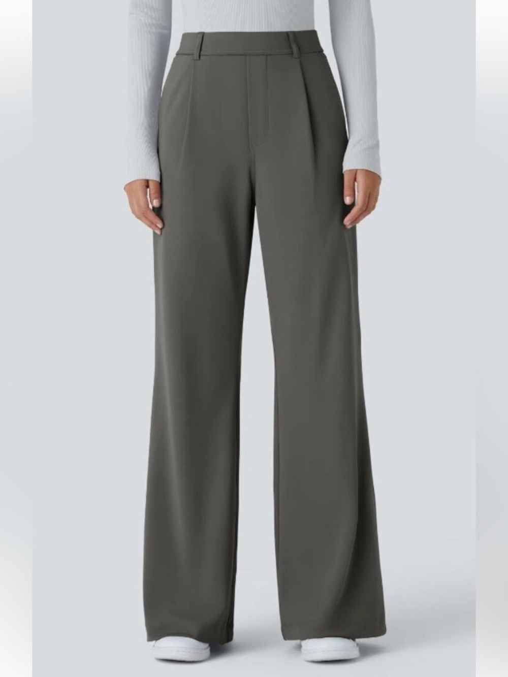NWT Halara Flex DayStretch High Waisted Work Flare Wide Leg Pant Deep Gray Sz SP